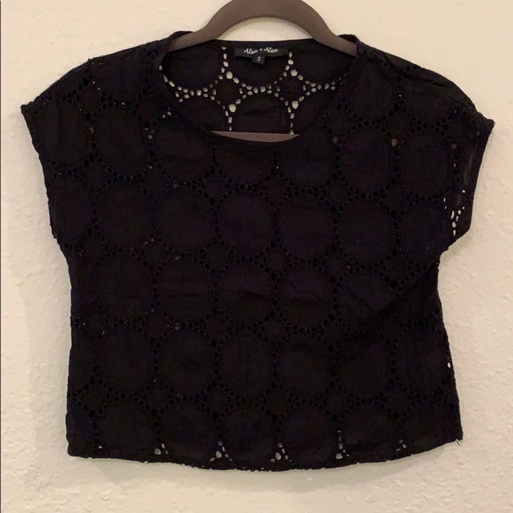 Black cropped top with circle pattern